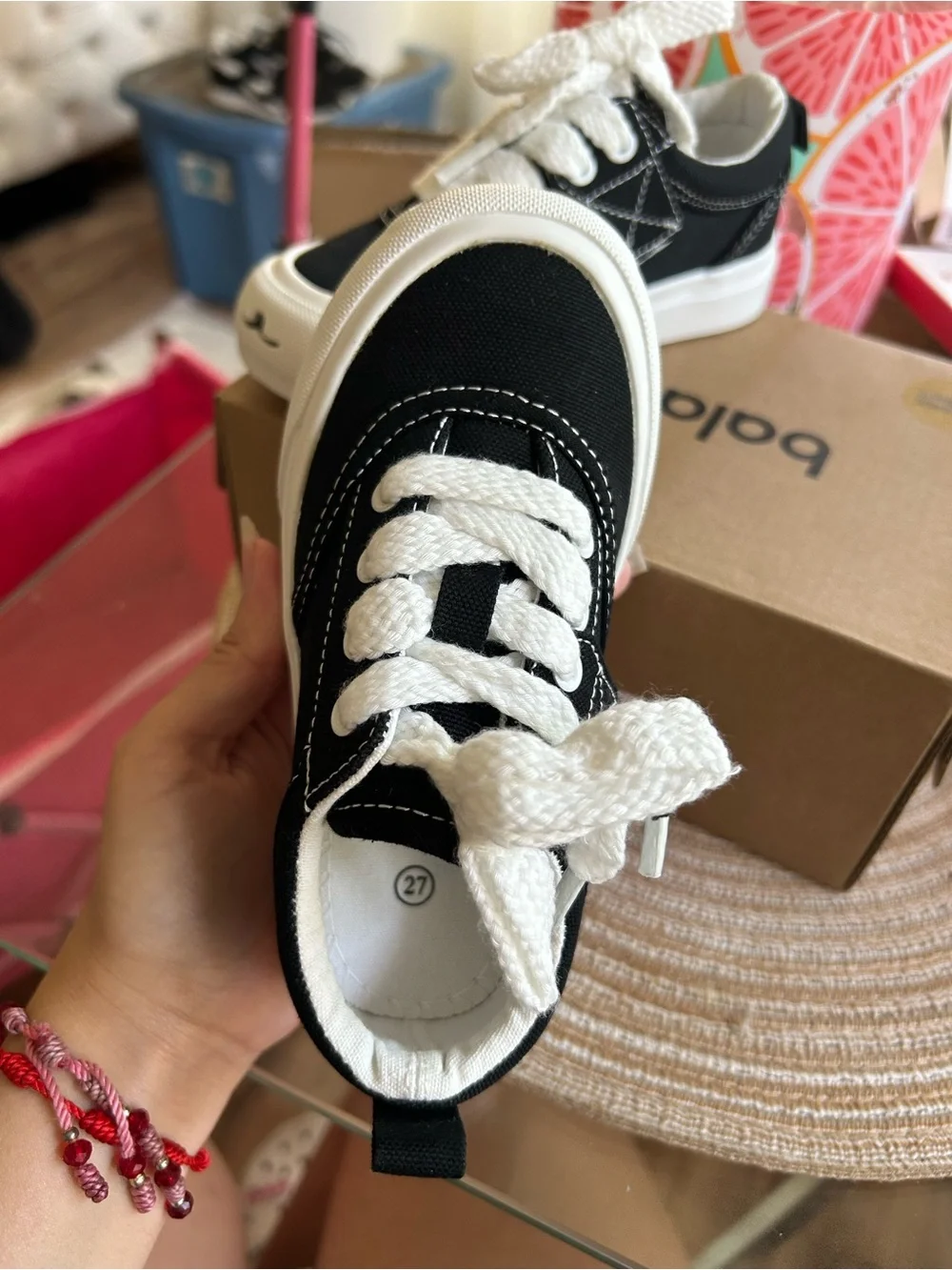Black Kids Sneakers with White Trim